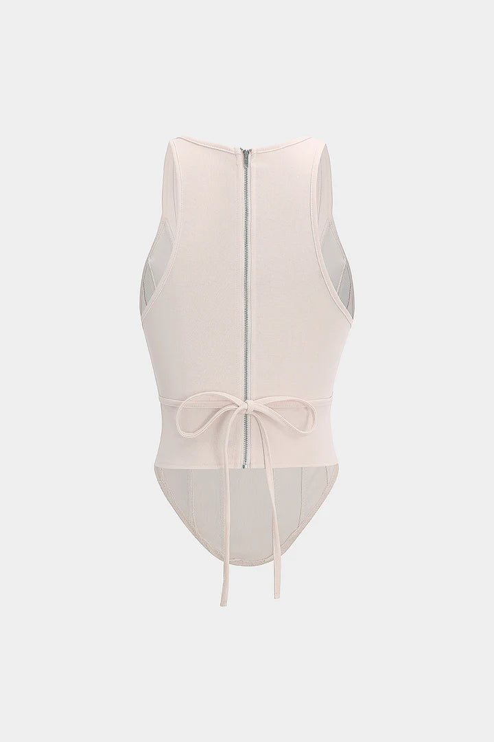 Tanktop met ritssluiting en korsettaille