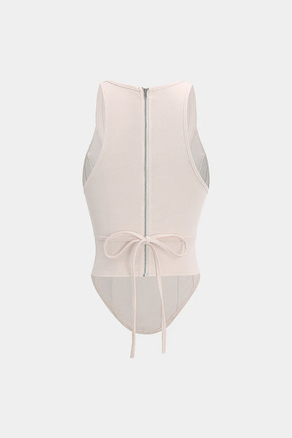 Tanktop met ritssluiting en korsettaille