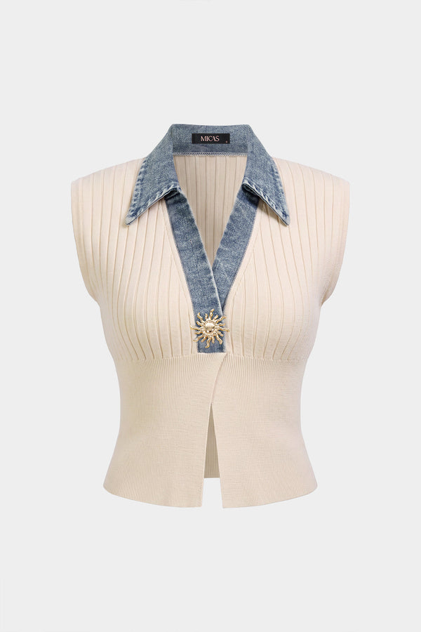 Gebreide patchwork tanktop