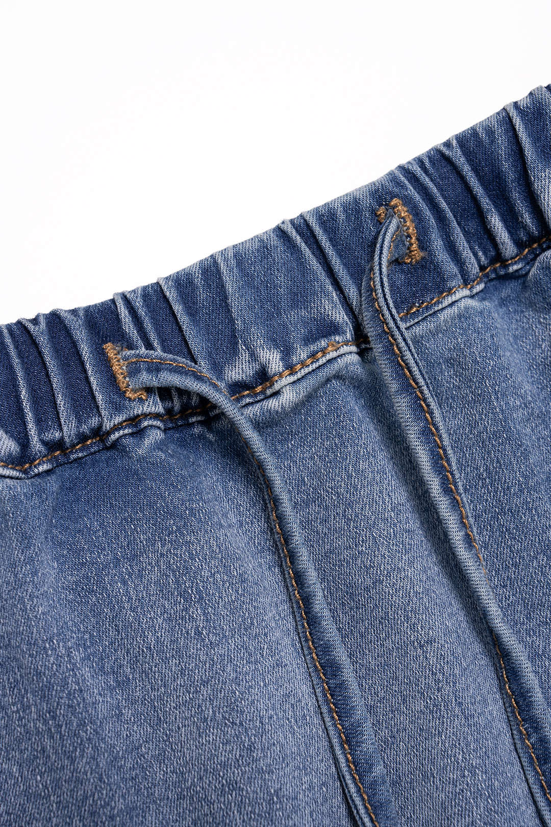 Denim asymmetrische rok met trekkoord en zeemeerminmodel
