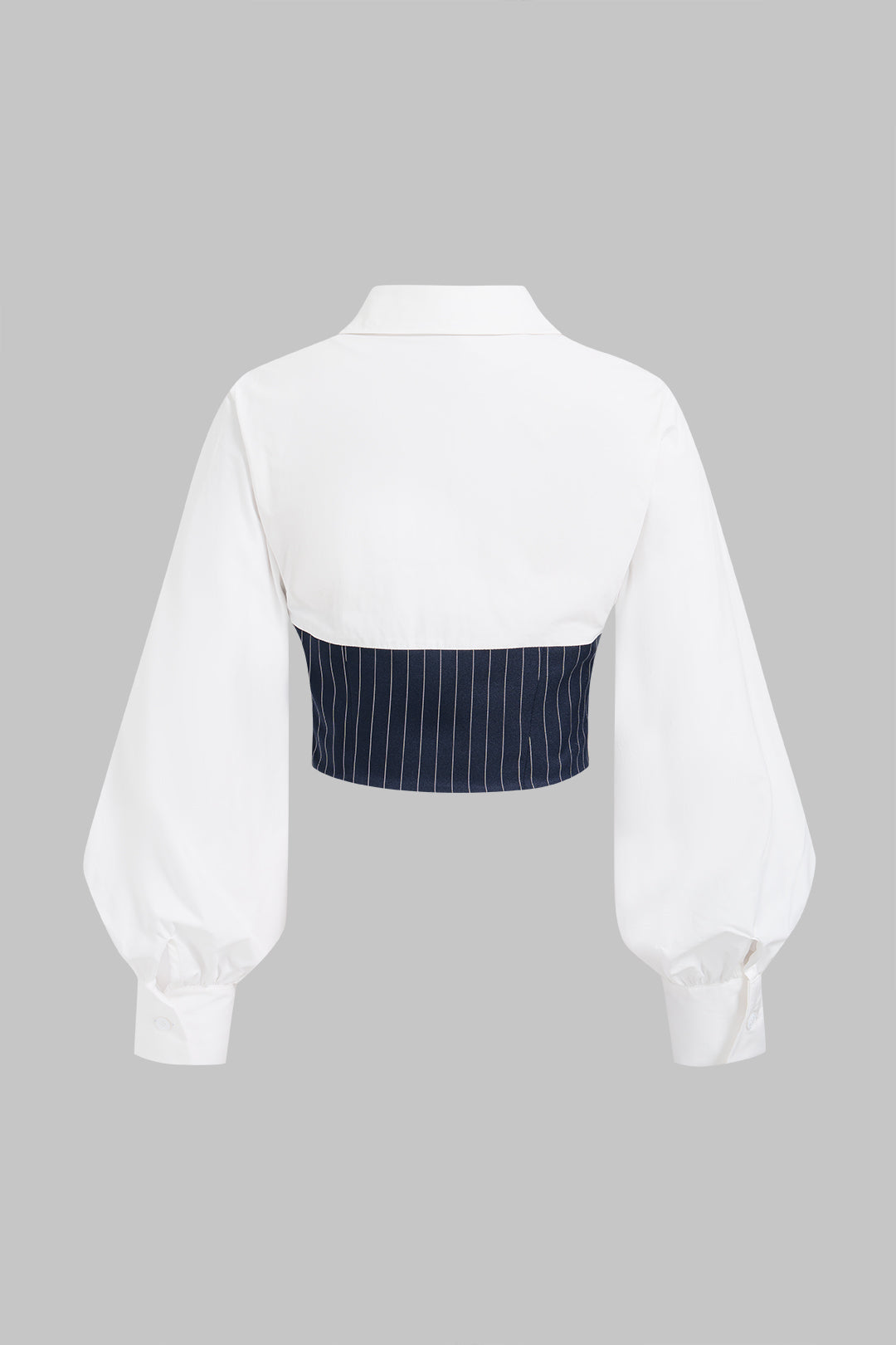 Patchwork gestreepte blouse met revers en lange mouwen