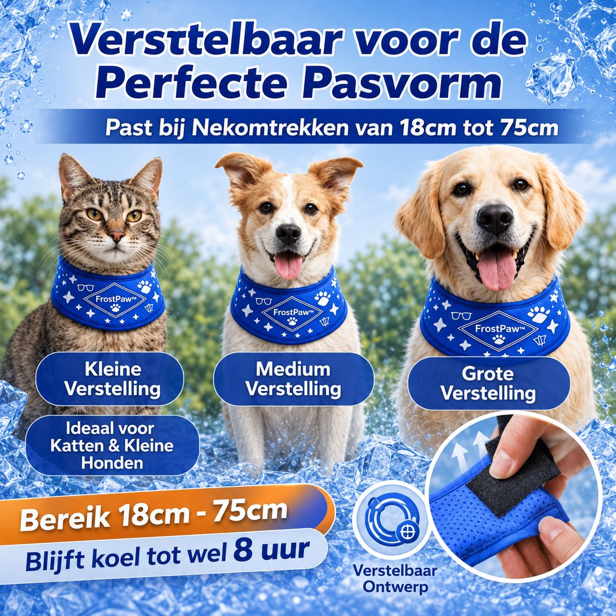 FrostPaw™ Verkoelende Halsband & Koelsjaal voor Honden en Katten