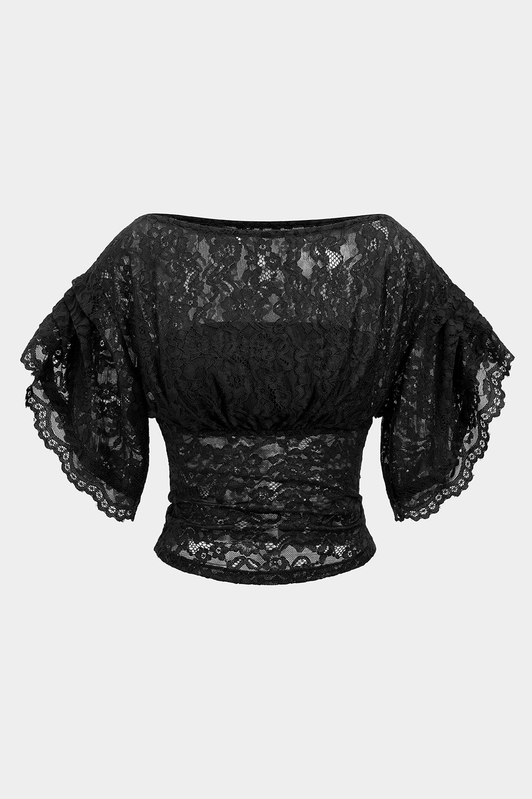 T-shirt met kant en korte mouwen