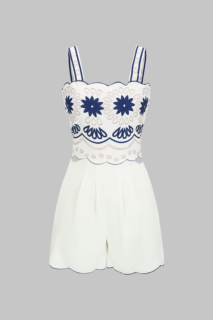 Floral Print Cut Out Sleeveless Romper