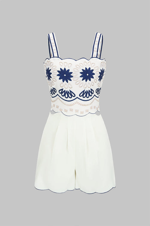 Floral Print Cut Out Sleeveless Romper