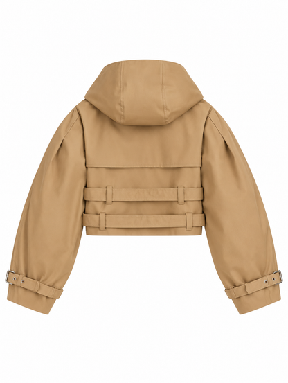Vintage Oversized Trench jas met Capuchon
