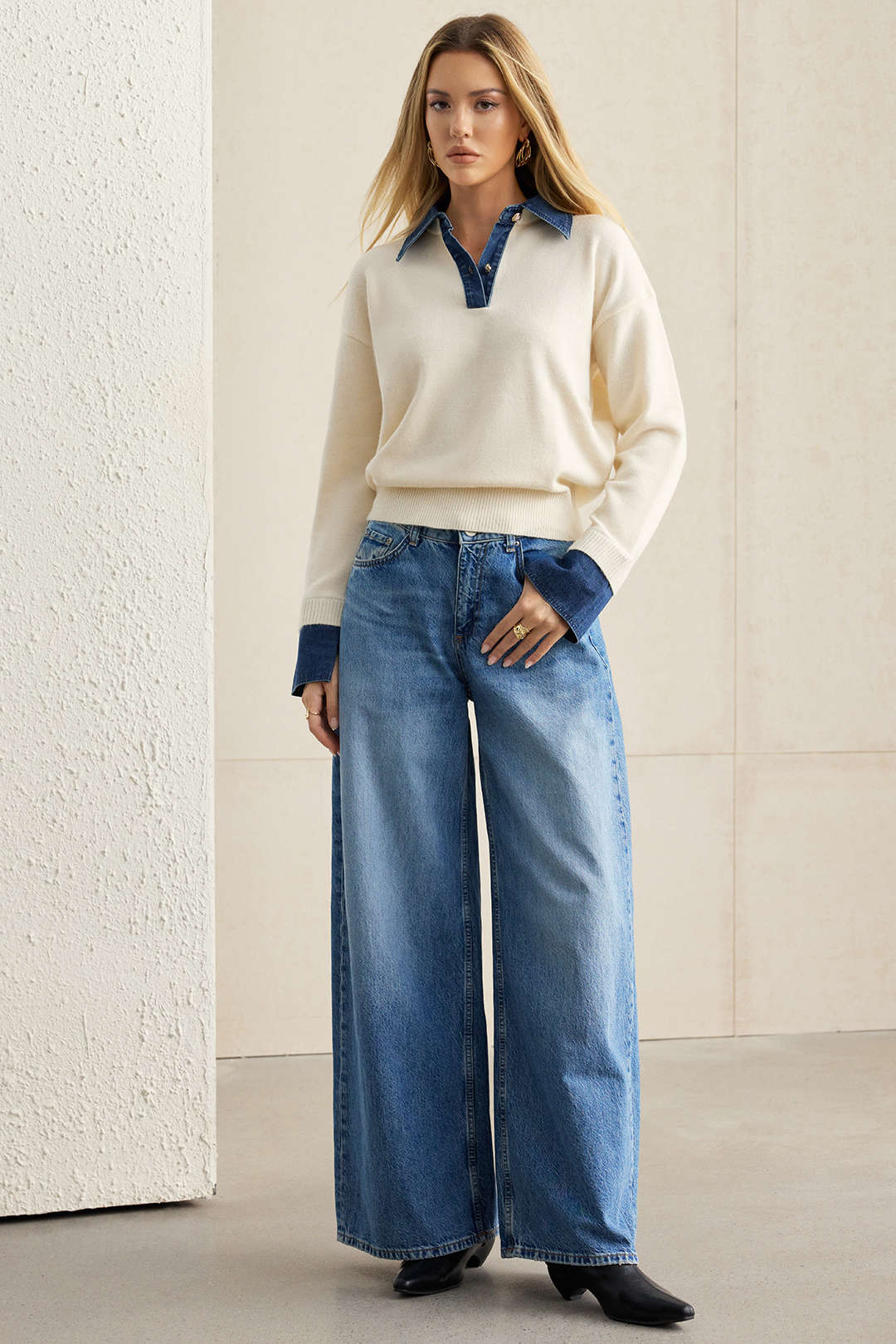 Patchwork top met lange mouwen
