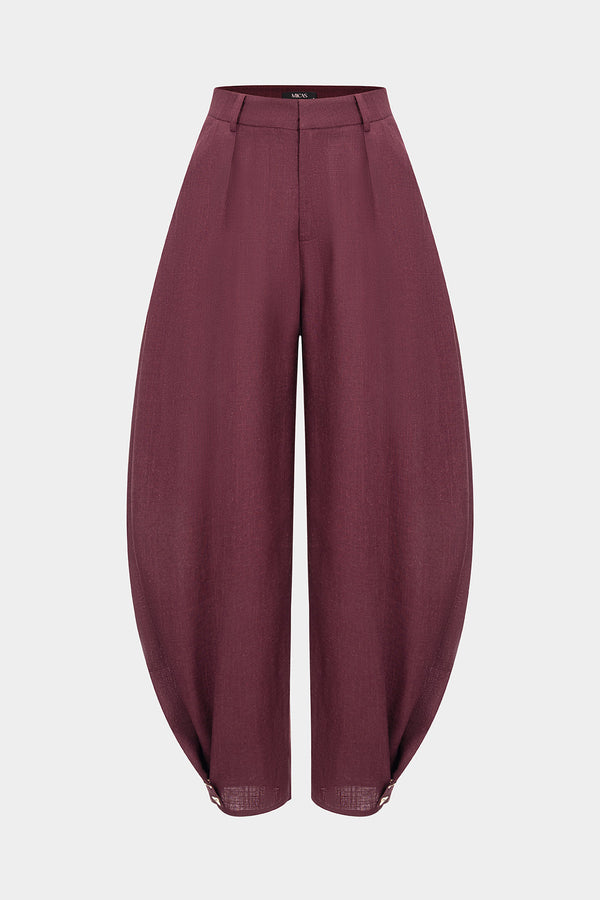 Linnen effen pantalon met ballonmodel