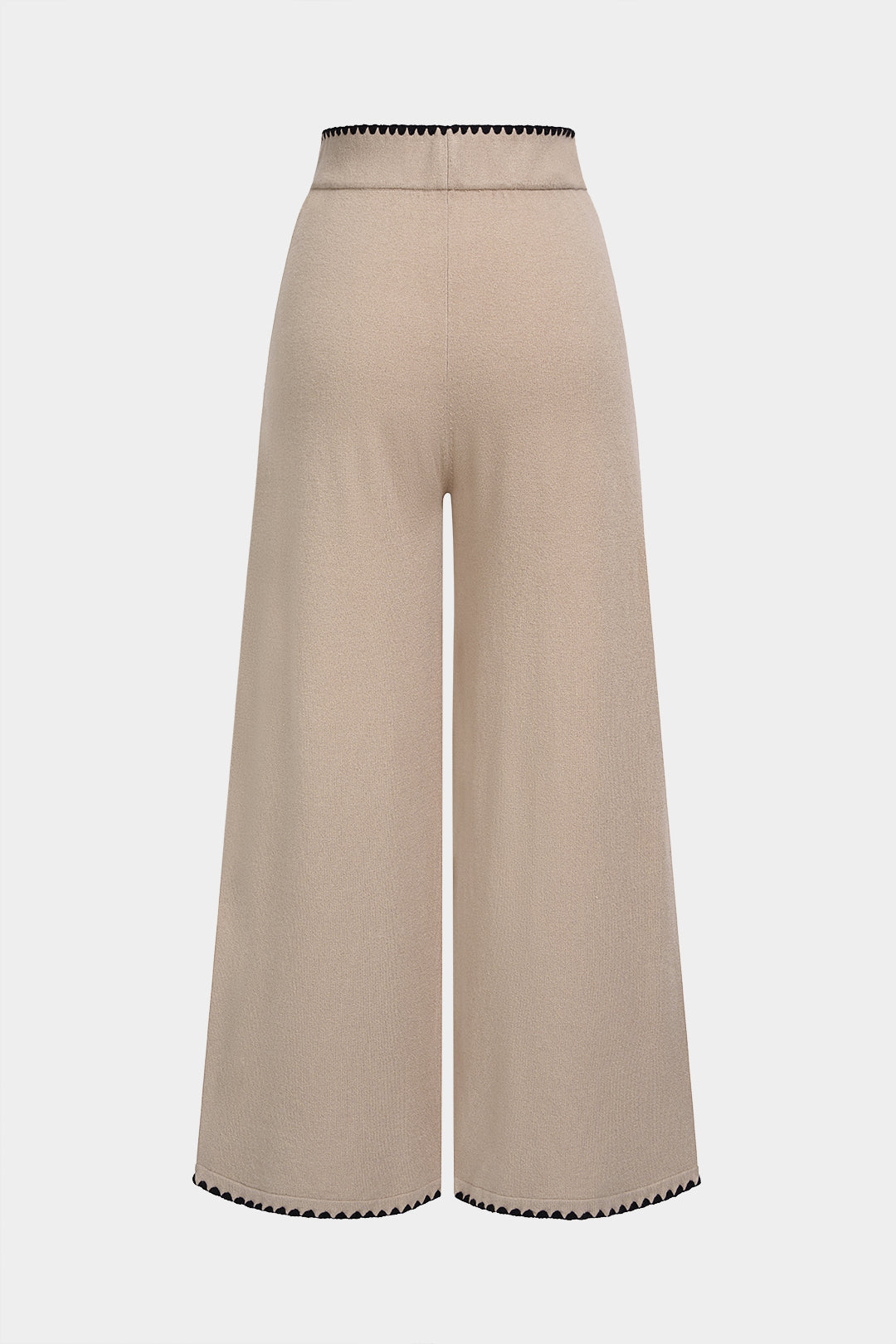 Gebreide broek met borduursel en wijde pijpen
