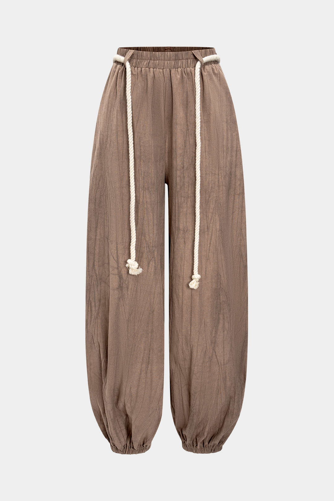 Pantalon met hoge taille en trekkoord