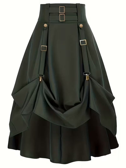 Midi-Rok met Gerimpelde Taille