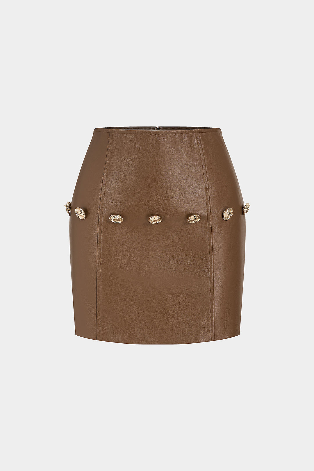 Metallic rok met knoopjes en rits