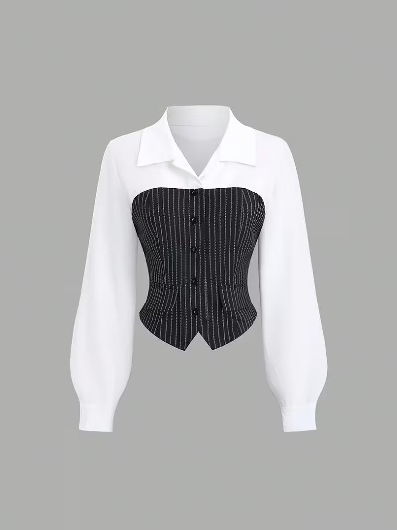 Gestreepte Tweedelige Set met Blouse en Broek