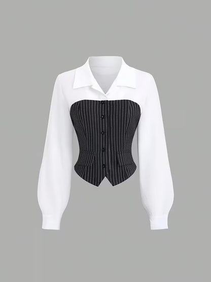 Gestreepte Tweedelige Set met Blouse en Broek