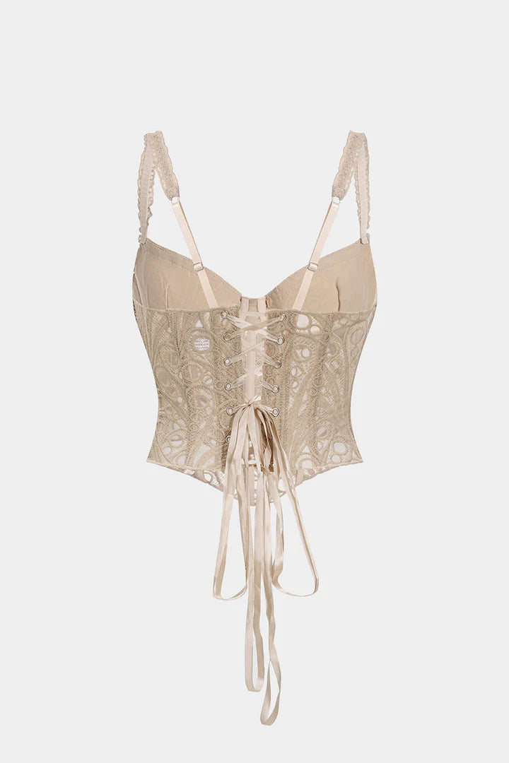 Bustiercorset met kanten afwerking en strik op de rug.