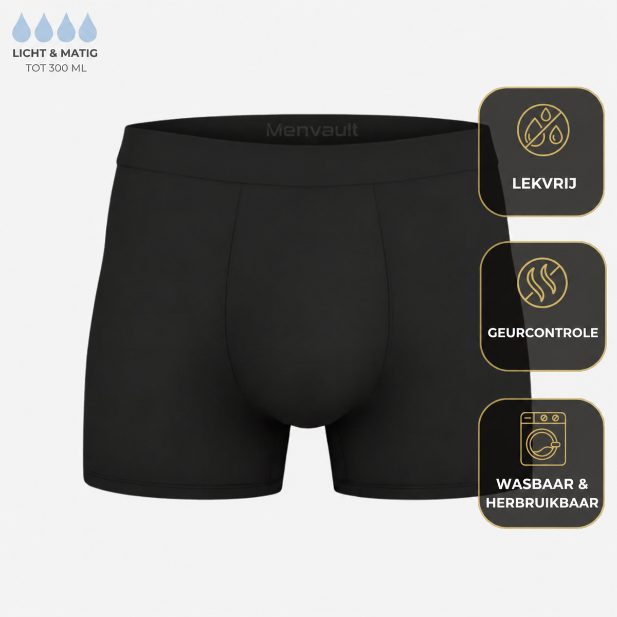 Premium Wasbare Boxer - Geeft extra zekerheid bij urineverlies.