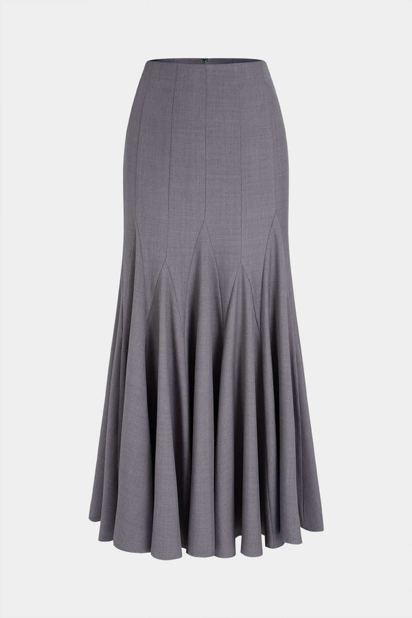 Effen rok met hoge taille en ruches