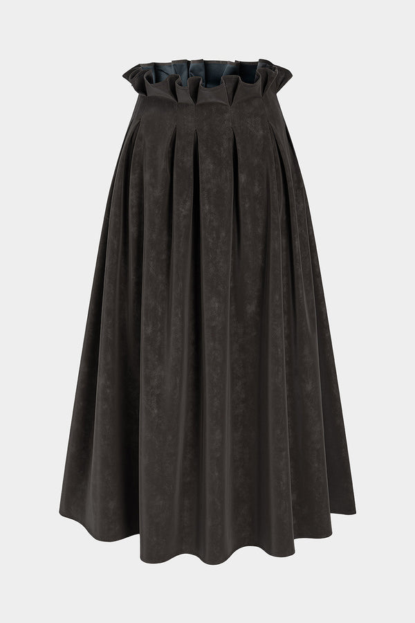 Mae - Leren-look rok met ruches