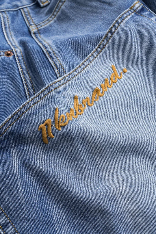 Denim jeans met wijde pijpen en verwassen look