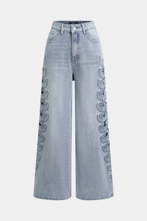 Jeans met uitsnijding en zakken