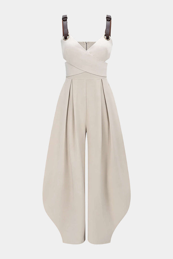Mouwloze jumpsuit met uitsnijding en V-hals
