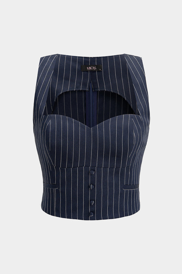 Gestreepte tanktop met riem
