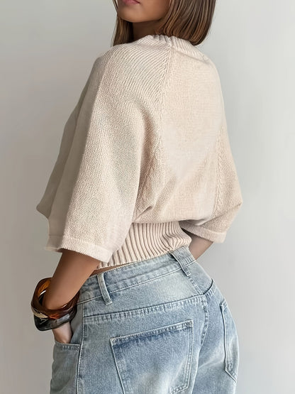 Minimalistische Trui met Vleermuismouwen
