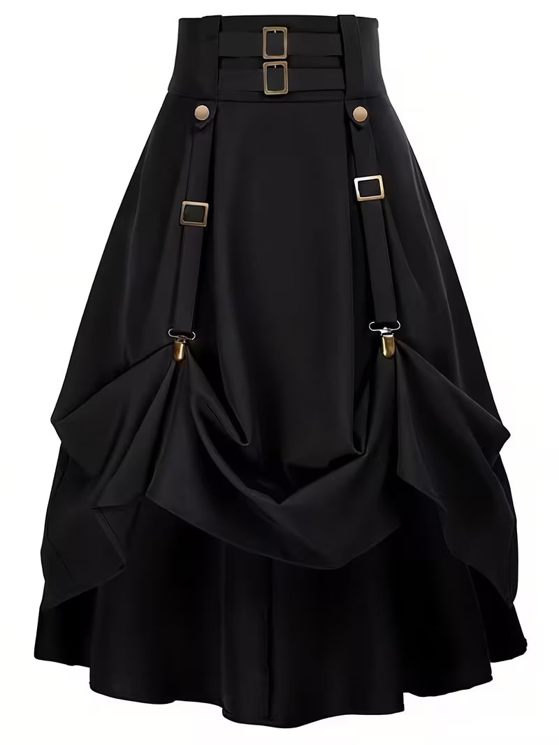 Midi-Rok met Gerimpelde Taille