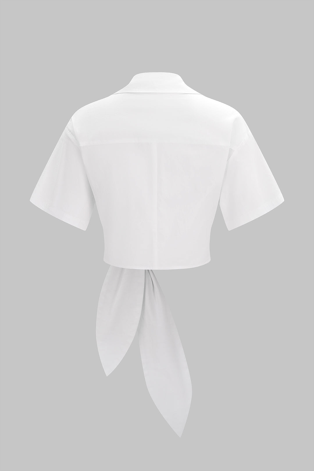 Effen blouse met strik en korte mouwen
