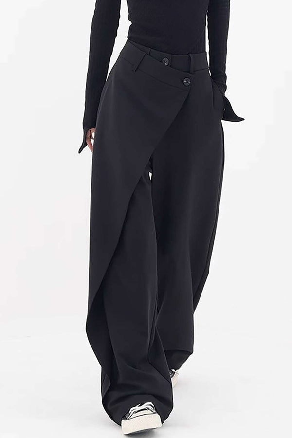 Broek met drapering, wikkelmodel en rechte pijp