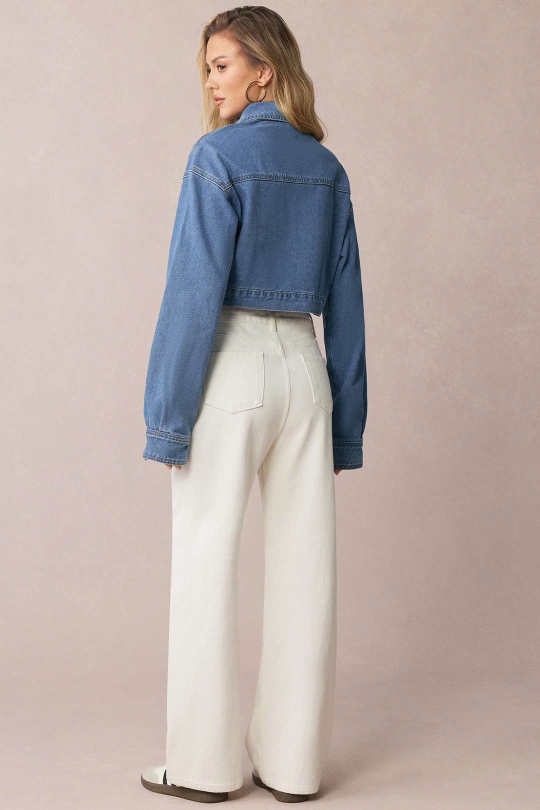Denim asymmetrisch jasje met rits en lange mouwen