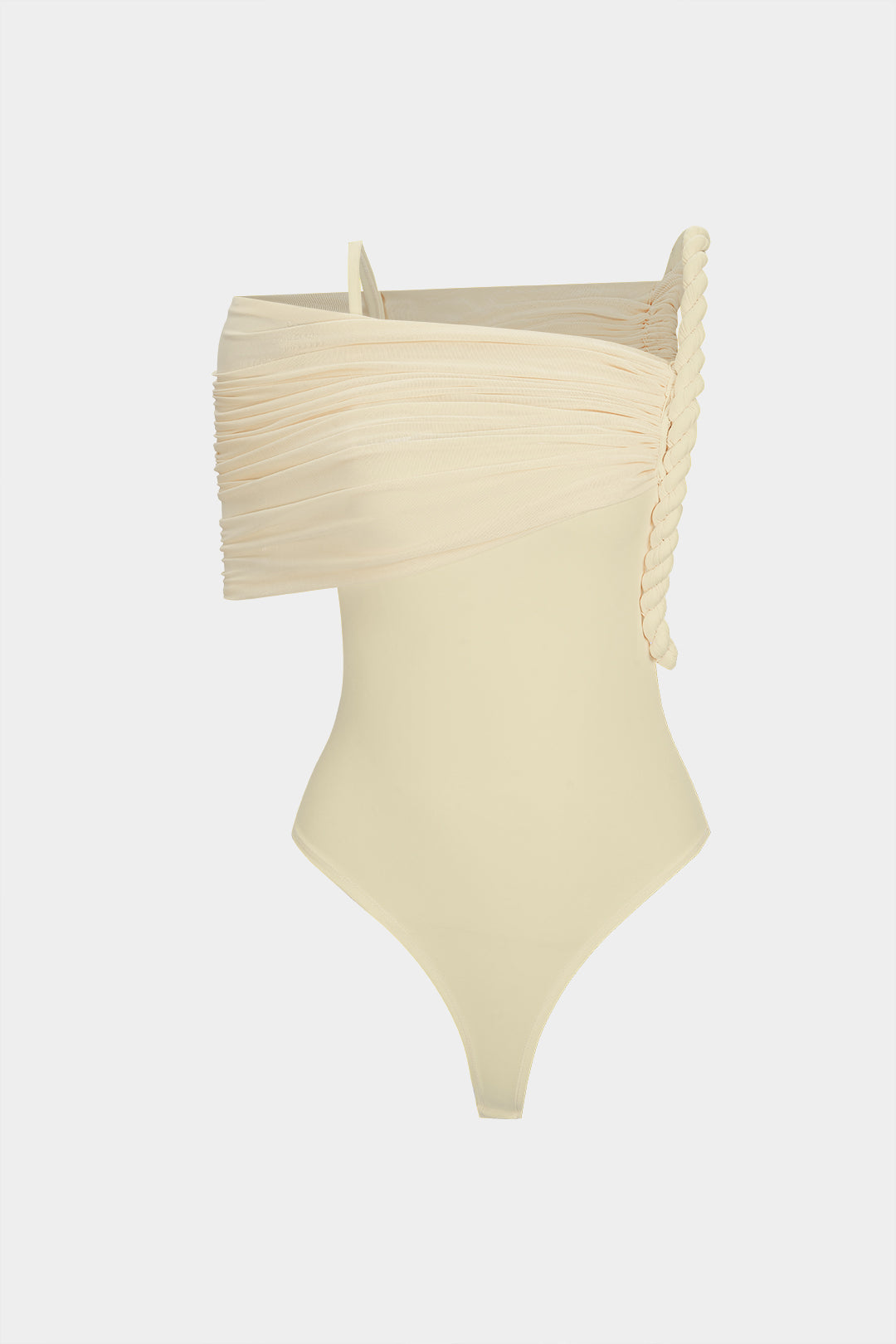 Asymmetrische mouwloze body met gedraaid detail