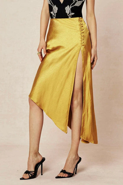 Rok met asymmetrische zoom en splitknopen