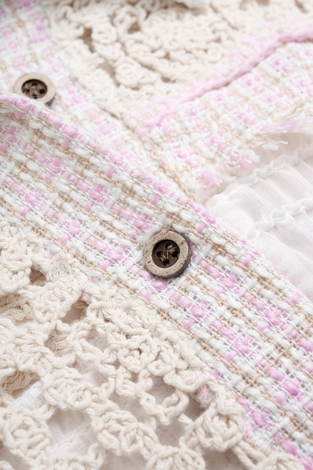 Chiffon patchwork blouse met uitsnijding en lange mouwen