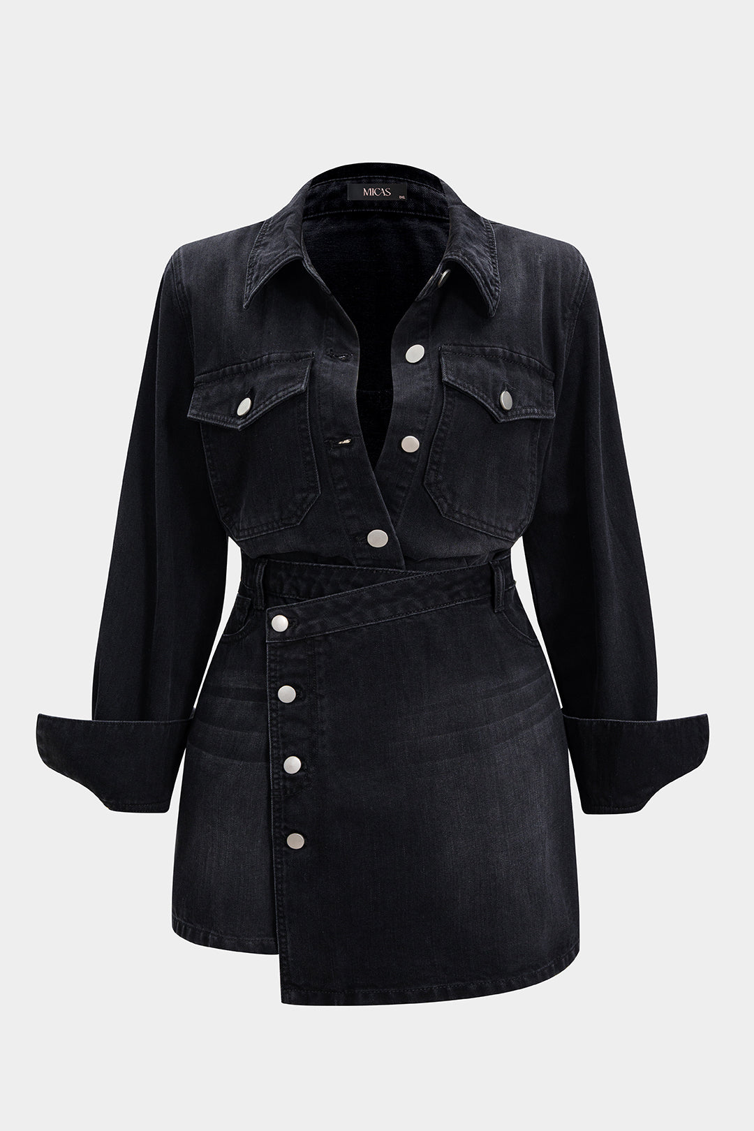 Denim set met blouse en rok