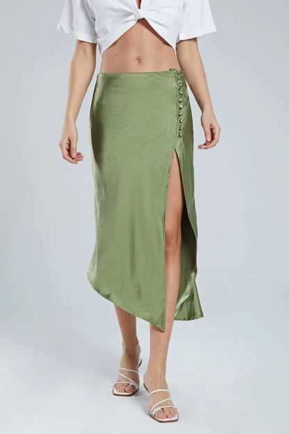 Rok met asymmetrische zoom en splitknopen
