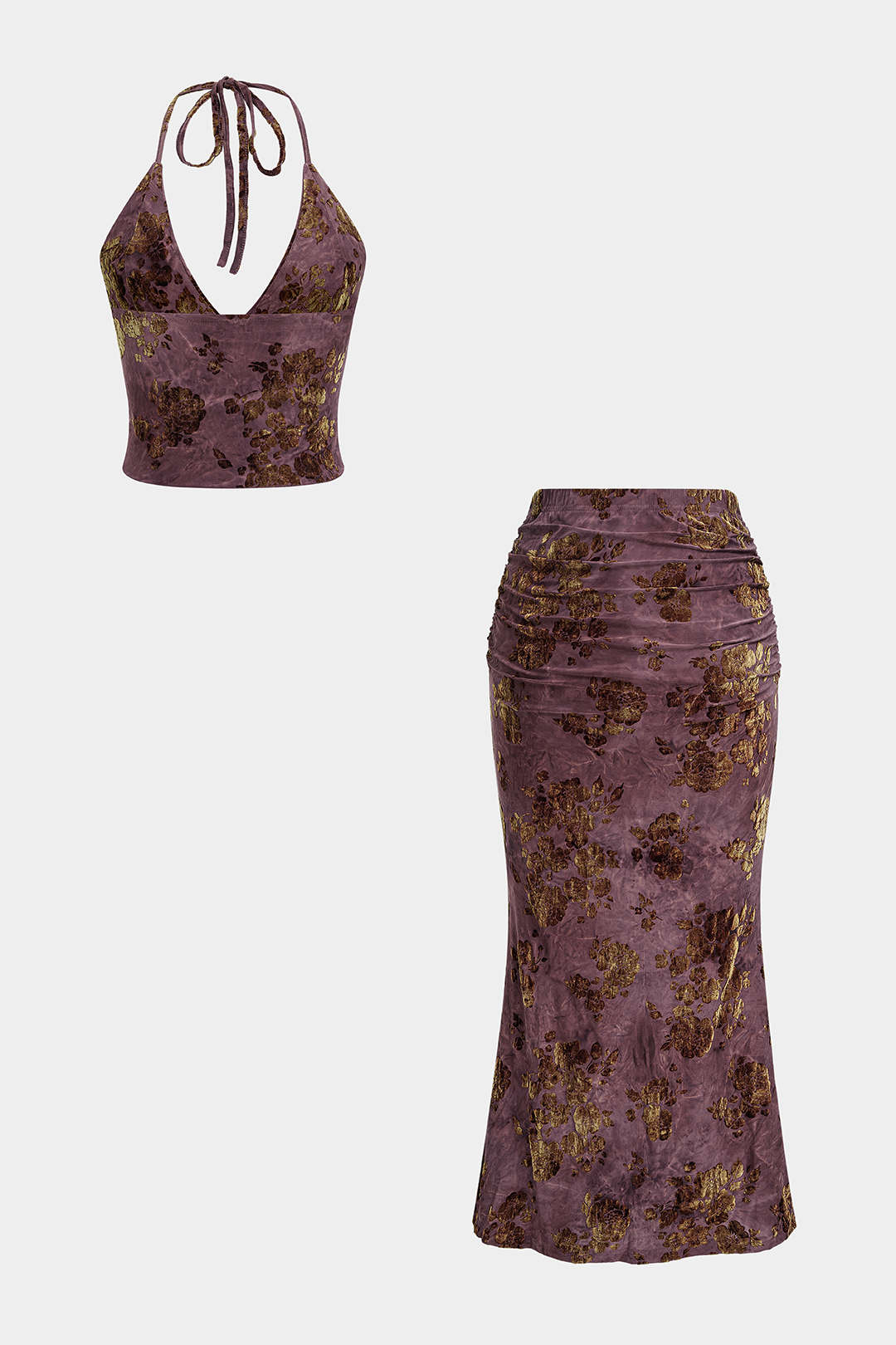 Bloemenprint set met top en blouse