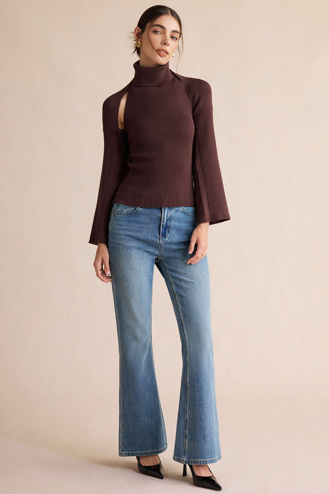 Vesna - Gebreide set met tanktop en vest