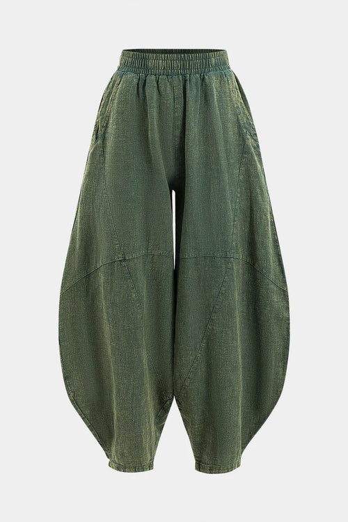 Ruched Pocket Wide Leg Barrel Trousers