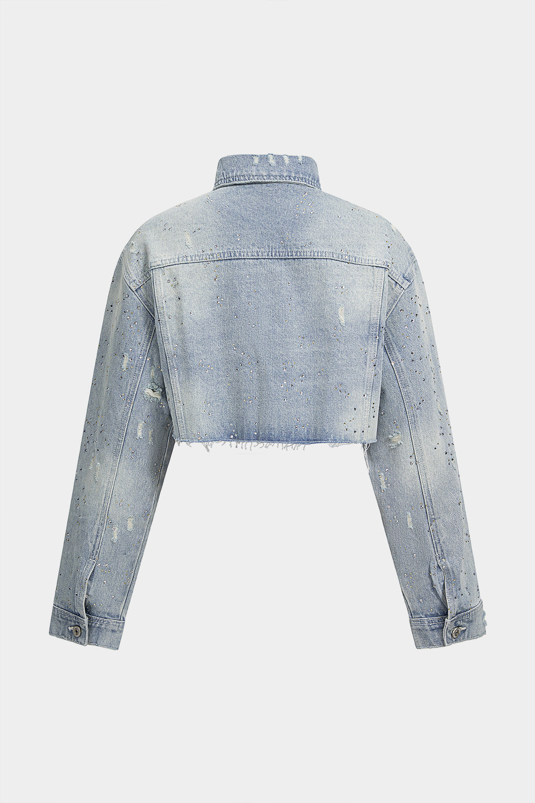 Denim jasje met strass en knoopjes