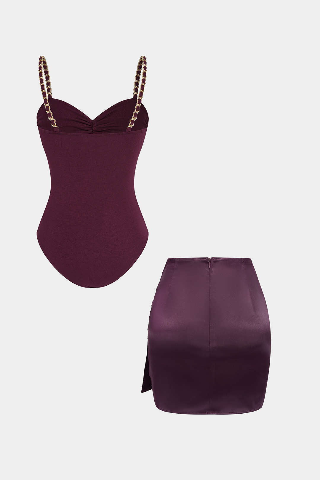 Metallic set met body en minirok