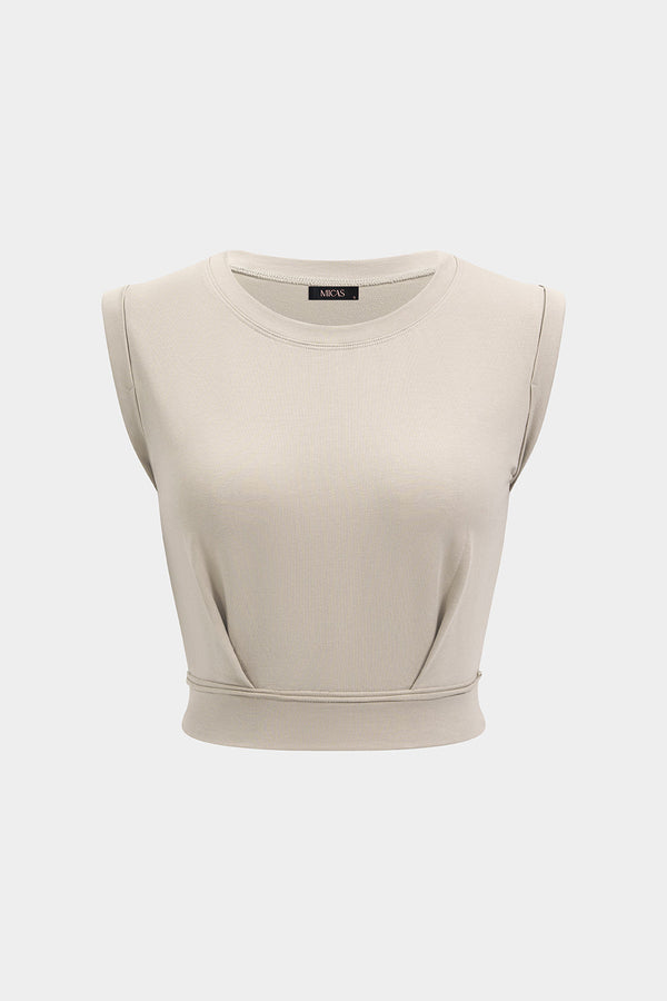 Alma - Tanktop met ronde hals en ruches