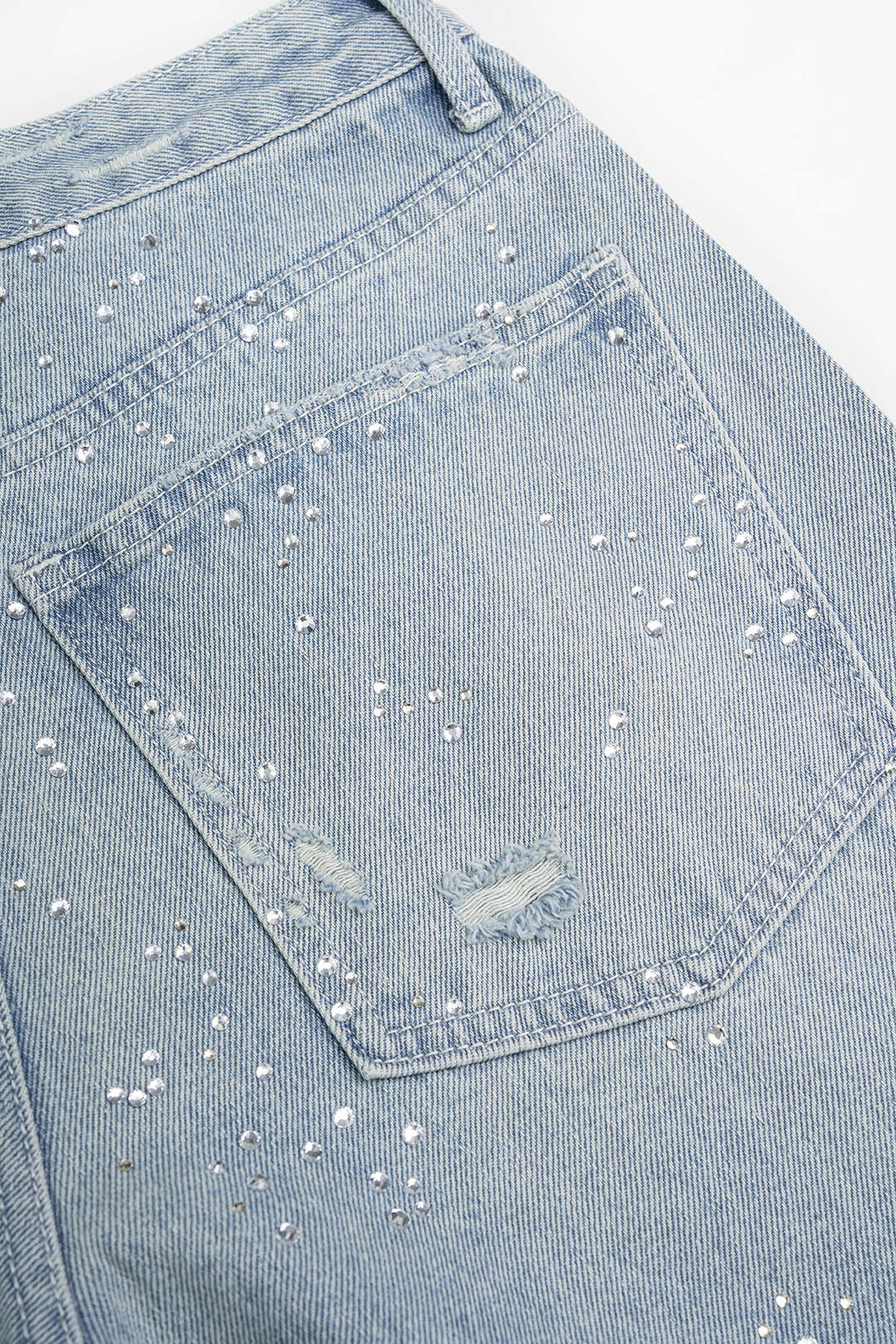 Denim broek met strass en rechte pijp