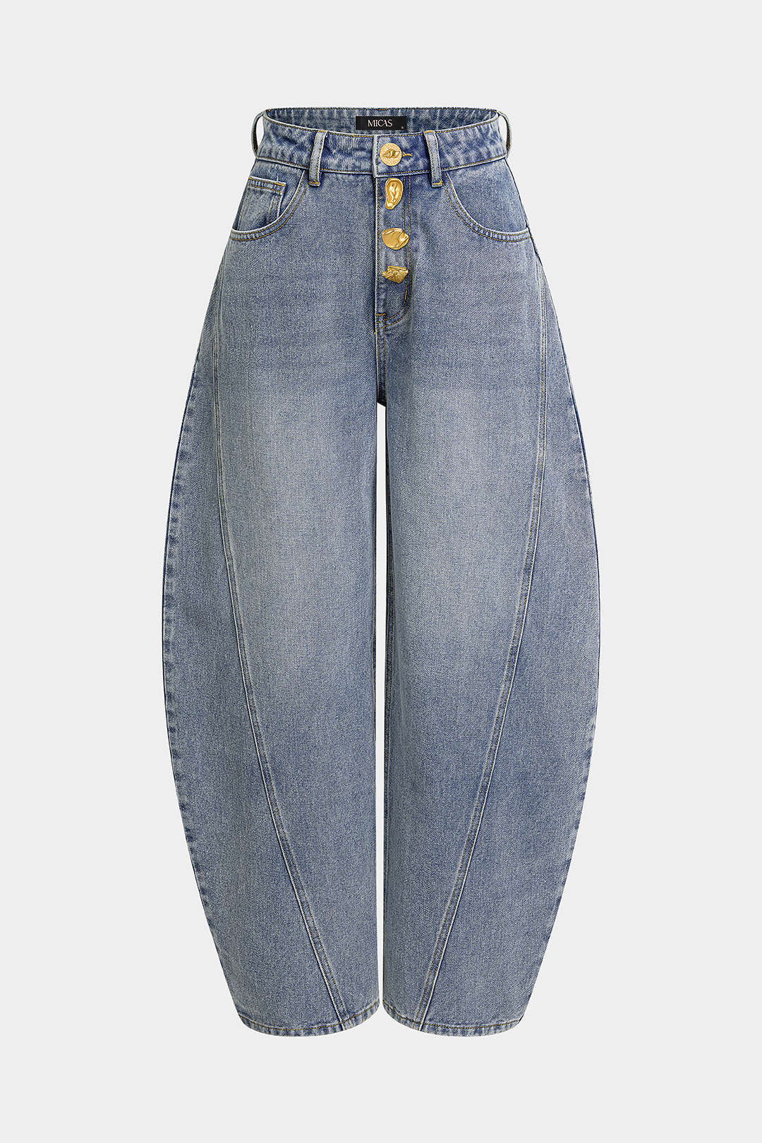 Metallic jeans met knoopjes