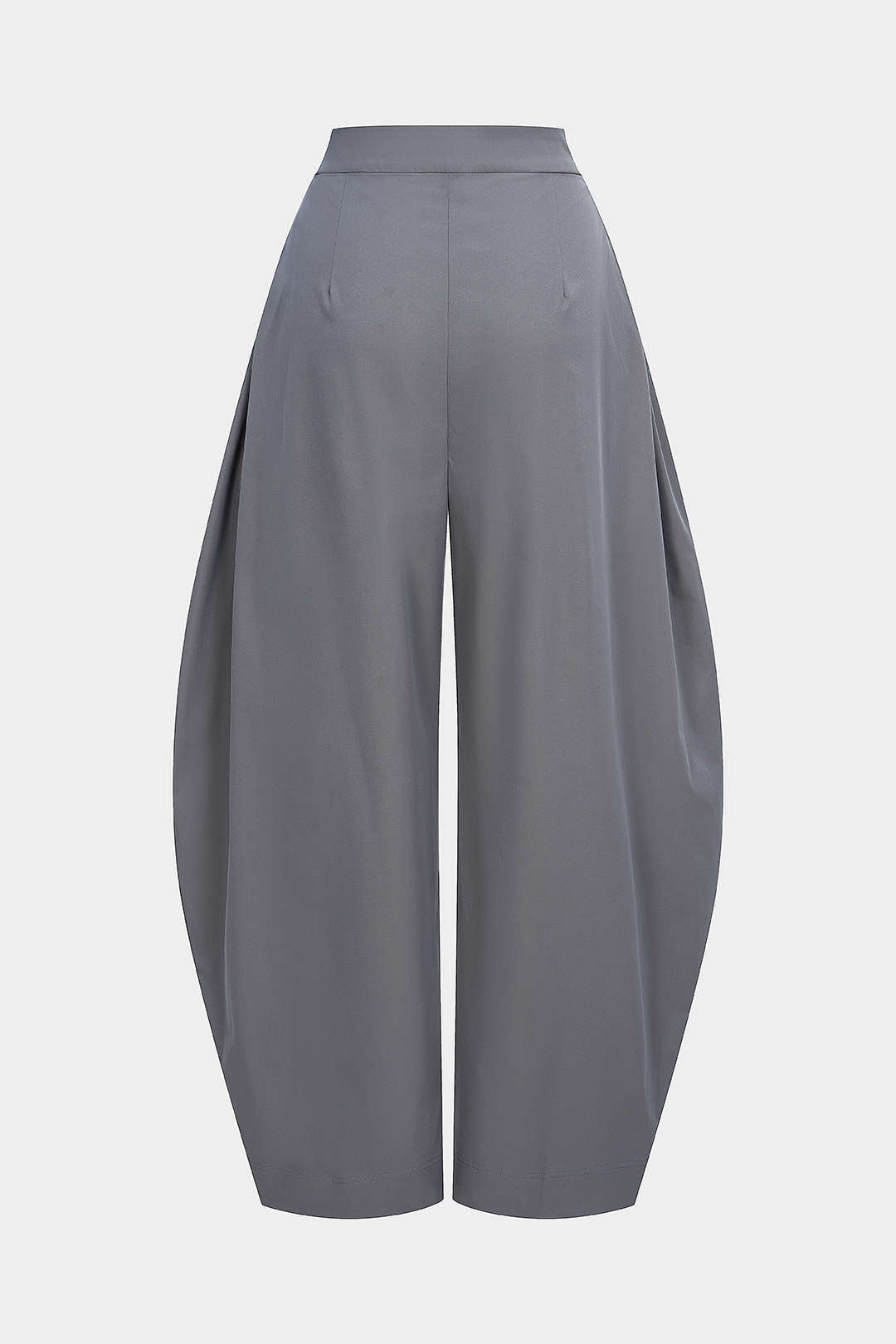 Effen broek met ruches, rits en hoge taille
