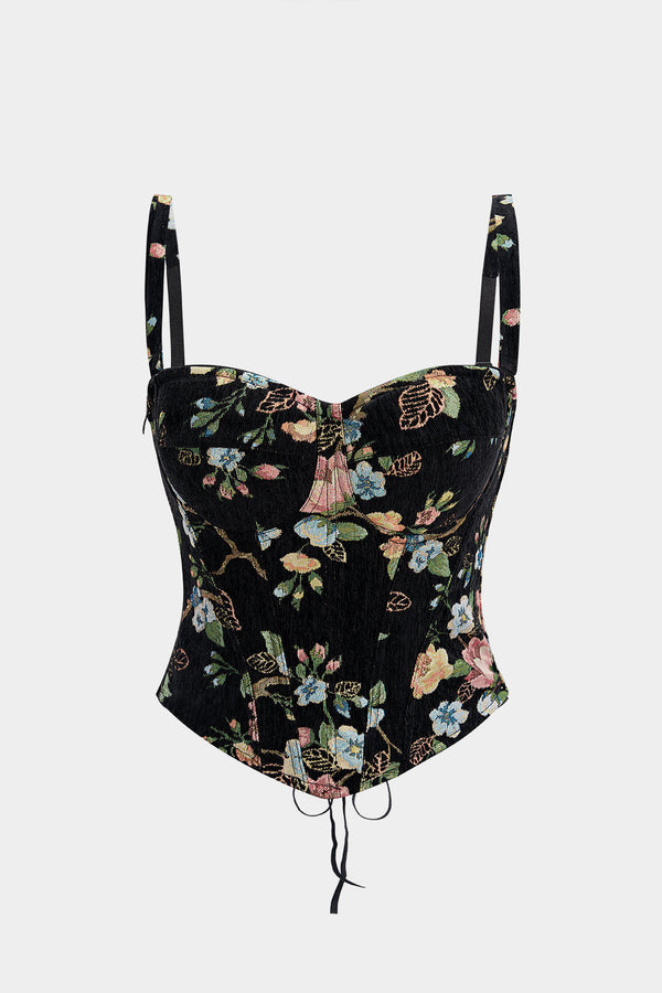 Bloemenprint top met borduursel