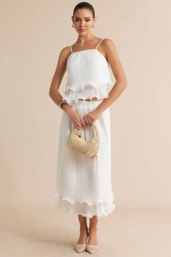 Gestructureerde set met top en rok