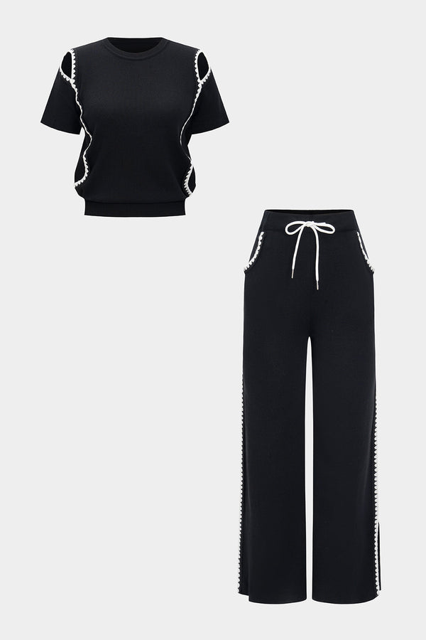 Gebreide set met top en pantalon