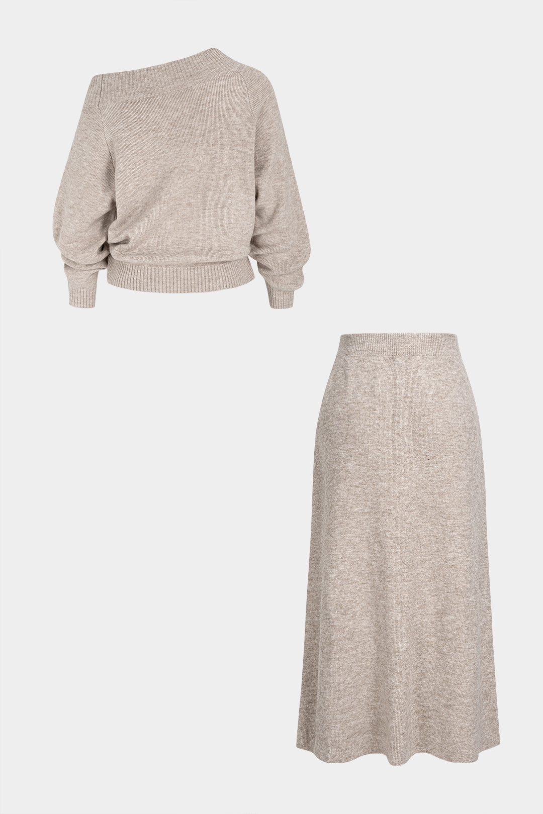 Gebreide set met top en maxirok