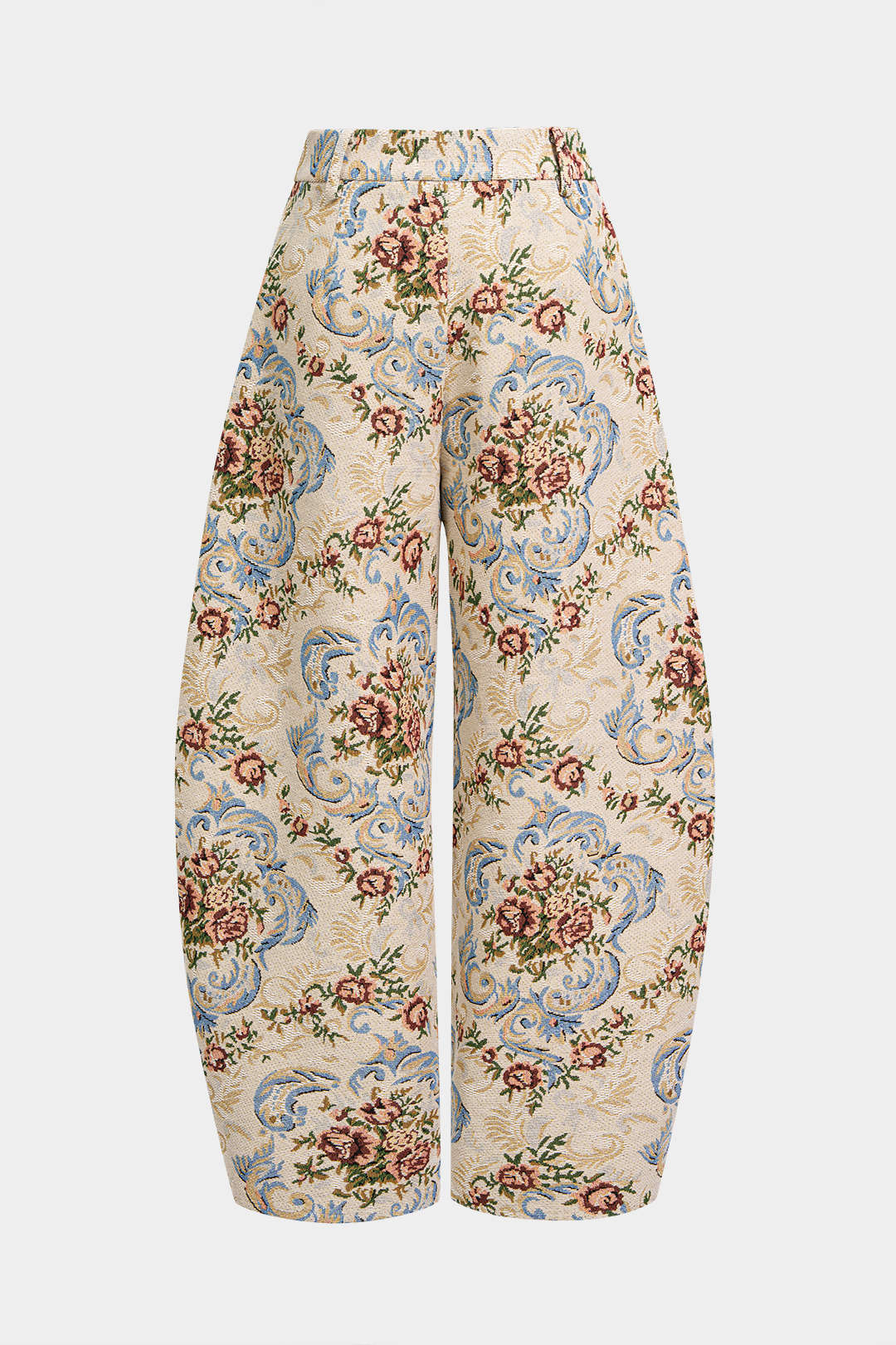 Bloemenprint jacquard broek met wijde pijpen